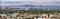 Panoramic view of Berkeley; San Francisco, Treasure Island and the Bay bridge visible in the background; California