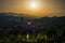 Panoramic view of bilbao at sunris, skyscrapper, Iberdrola tower