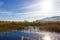 Panoramic view of a bird observatory, in the wetlands natural park La Marjal in Pego and Oliva, Spain