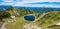 The panoramic view of blue alpine mountain lake Seekarsee lies at 2000 meters above sea level. High resolution panorama