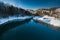 Panoramic view of blue clear lake