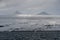 Panoramic view of Blue hour of the mountains, snow and Sea in Svalbard, Norway.