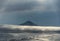 Panoramic view of Blue hour of the mountains, snow and Sea in Svalbard, Norway.