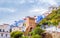 Panoramic view of blue medina of city Chefchaouen,  Morocco, Africa