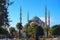 Panoramic view Blue Mosque of Turkey (Sultanahmet Camii), Istanbul, Parkside