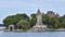 Panoramic view of Boldt castle in Heart Island. Located in the border between Canada and United States. Thousands Islands. Ontario