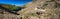 Panoramic view of Bolkar Mountain and Taurus Mountain, Nigde, Turkey. Volcanic crater lake.