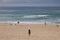 Panoramic view of Bondi Beach in summer cloudy day