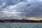Panoramic view of The Bosporus Bosphorus or Strait of Istanbul and buildings of Istanbul.