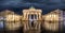 Panoramic view of the Brandenburg Gate in Berlin, Germany, during night