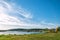 Panoramic view of Braslau or Braslav. Lake Dryvyaty. The largest of the Braslav lakes. Belarus