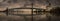 Panoramic view of Brooklyn Bridge against skyscrapers of New York on a gloomy day