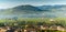 Panoramic view of Brouilly hill and vineyards, Beaujolais, France