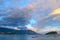 Panoramic View of Budva Coastline, Famous Island of Sveti Nikola and Dock with Lot of Boats in Budva. Montenegro, Balkans, Adriati