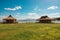 Panoramic view of cabins on a campsite at Lake Chala at Kenya/Tanzania border in Tsavo West National Park in Kenya