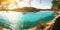 Panoramic view of Cala Mondrago beach in Mondrago, Mallorca,