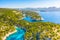 Panoramic view of Calanques National Park near Cassis fishing village, Provence, South France