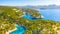 Panoramic view of Calanques National Park near Cassis fishing village, Provence, South France