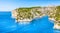 Panoramic view of Calanques National Park near Cassis fishing village, Provence, South France