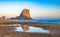 Panoramic view of Calpe beach and Penon de Ifach rock, Valencia, Spain