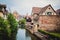 Panoramic view on canal in Petite Venice neighborhood of Colmar