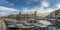 Panoramic view of the canals of the city of Sete in the Herault, under a magnificent bright sky. In the south of France