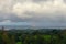 Panoramic view of the Cantabrian Sea with a rainbow over the sea. Cantabrian landscape