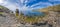 Panoramic View of Cape Ai-Fock, Veselovskaya bay and the beach of the village of Vesyoloe in the Crimea. On the foreground is the