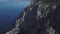 Panoramic view of Cape Aya Bay with magnificent cliffs and the emerald sea and hills in the background in the Black Sea