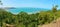 Panoramic view of Cape Hillsborough with Wedge Island and reef i