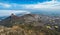 Panoramic view of Cape Town, Lion`s Head and Signal Hill from the top of Table Mountain