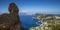 Panoramic view of Capri island from Villa San Michele in Anacapri, Italy