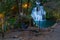 Panoramic view of the Cascades at the Tamasopo Spa in the Huasteca Potosina,Translucent, overflowing waters and lush vegetation,