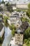 Panoramic view of the casemates and the historic center of Luxembourg City. Beautiful aerial view from the Balcony of Europe