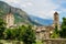 Panoramic view on castel and antic city Susa in Piedmont, Italy