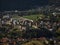 Panoramic view of Castelgrande fortification fortress middle ages castle on hill in swiss city Bellinzona alps Ticino