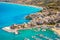 Panoramic view of Castellammare del Golfo harbor, Trapani, Sicily.