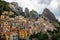 Panoramic view of Castelmezzano, tipical italian little village on appenini mountains, province of Potenza, in the Southern