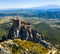 Panoramic view of castle Chateau de Queribus. Aude department. France