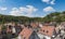 Panoramic view from the castle on the timbered houses of Eppstein