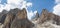 Panoramic view of Catinaccio mountain and Vajolet Towers. Dolomites, Italy