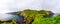 Panoramic view of a Causeway coast and gents with Kinbane castle and sea