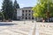 Panoramic view of center of town of Troyan, Bulgaria