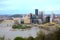 Panoramic view of Central Business District of Pittsburgh and the 3 rivers.