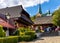 Panoramic view of central market square of historic royal open-air museum town of Lanckorona in mountain region of Lesser Poland