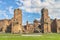 Panoramic view on the central part of the ancient Roman Baths of Caracalla ( Thermae Antoninianae )