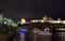 Panoramic view Charles Bridge Vltava River Castle district crui