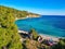 Panoramic view of Chrysi Milia beach in Alonnisos island, Greece