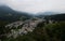 Panoramic view of church in alpine historic old city center of Berchtesgaden in alps mountains Upper Bavaria Germany