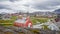 Panoramic view of Church of our Saviour - iconic red wood building and the town of Nuuk in Nuuk, Greenland